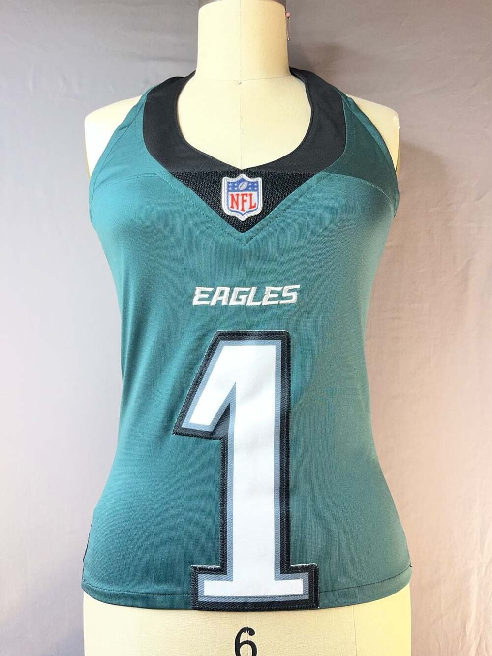 Philadelphia Eagles Jalen Hurts #1 Women's Tank Top custom Halter-Style Green Bl